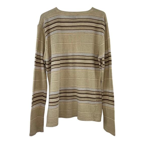 Vintage Y2K Ralph Lauren LRL Tan Brown Striped Linen Blend Sweater Large Western - Picture 2 of 6